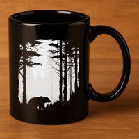 Graphic Bear Forest Wildlife Silhouette Mist Wilderness 11oz C Handle Ceramic Mug