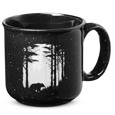 Graphic Bear Forest Wildlife Silhouette Mist Wilderness 15oz Campfire Ceramic Mug