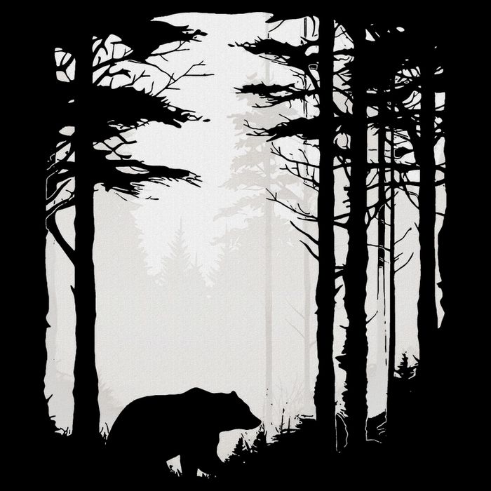 Graphic Bear Forest Wildlife Silhouette Mist Wilderness Drawstring Bag