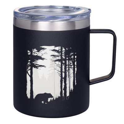 Graphic Bear Forest Wildlife Silhouette Mist Wilderness 12oz Stainless Steel Coffee Mug