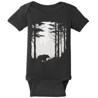 Graphic Bear Forest Wildlife Silhouette Mist Wilderness Baby Bodysuit