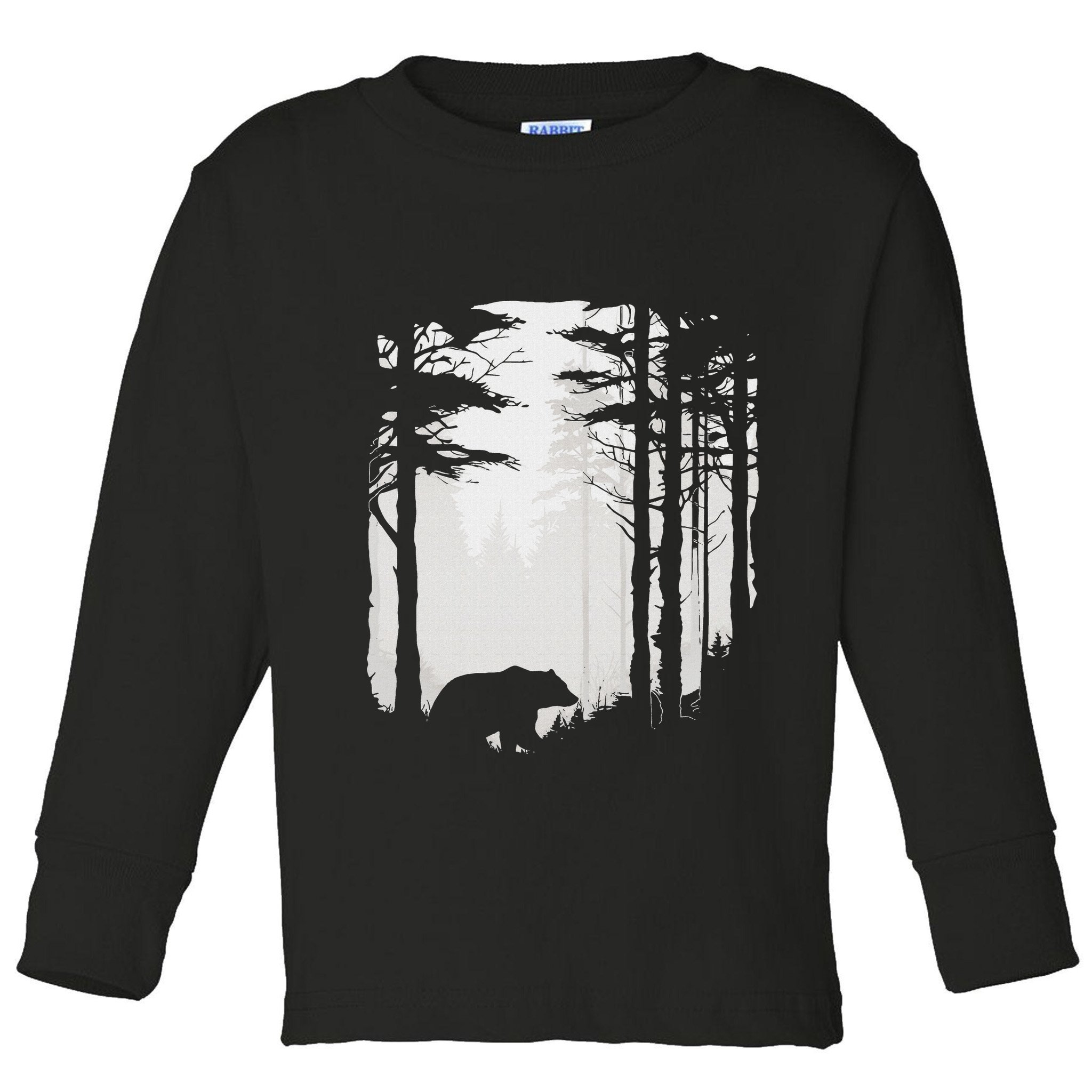 Graphic Bear Forest Wildlife Silhouette Mist Wilderness Toddler Long Sleeve Shirt