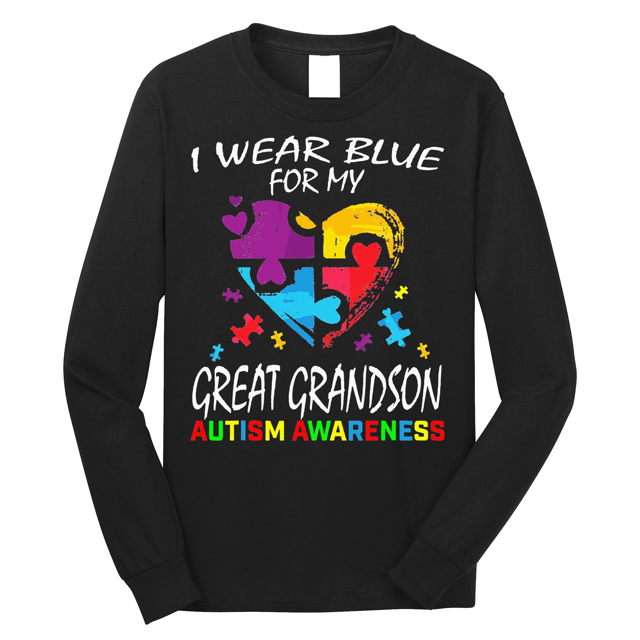 Grandma Blue For My Great Grandson Autism Support Long Sleeve Shirt