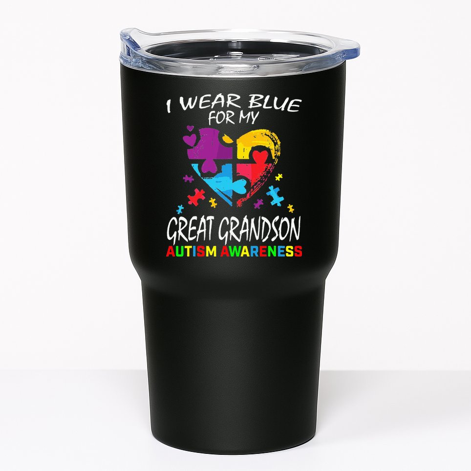 Grandma Blue For My Great Grandson Autism Support Tumbler