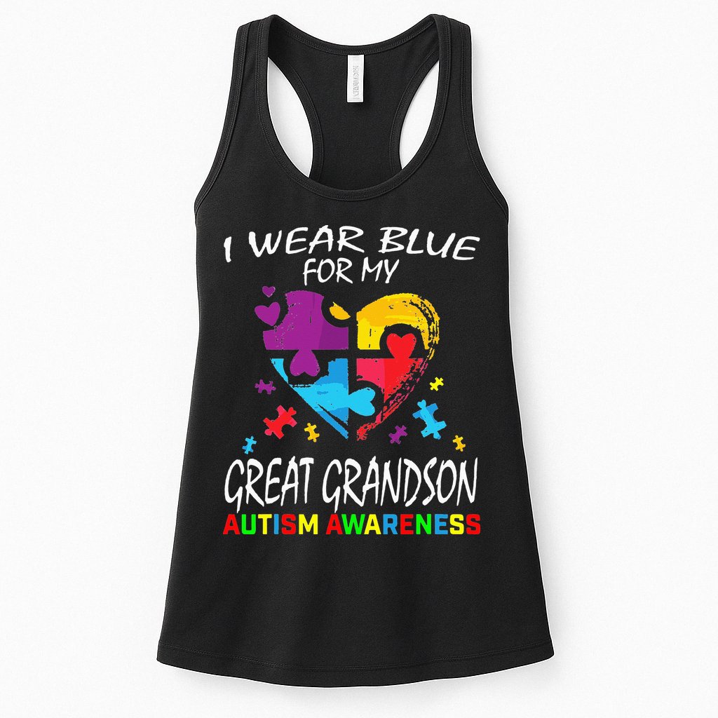 Grandma Blue For My Great Grandson Autism Support Womens Tank Top