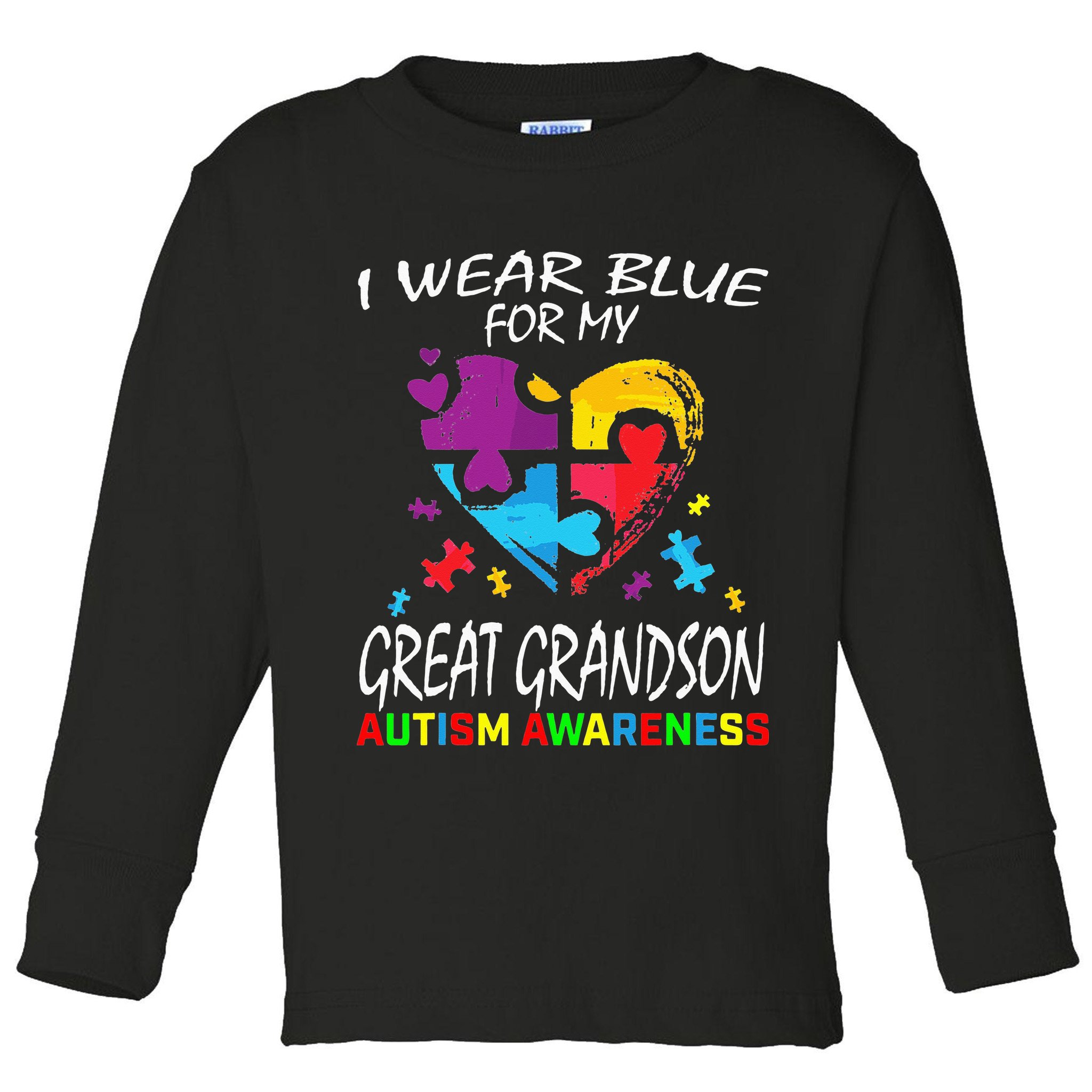 Grandma Blue For My Great Grandson Autism Support Toddler Long Sleeve Shirt