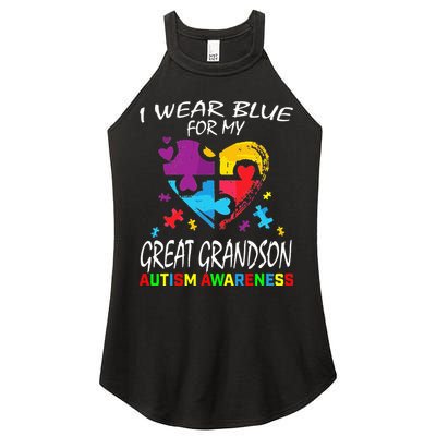 Grandma Blue For My Great Grandson Autism Support Women's Perfect Tri Rocker Tank