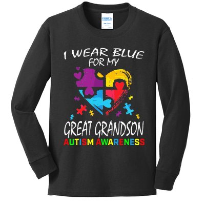 Grandma Blue For My Great Grandson Autism Support Kids Long Sleeve Shirt