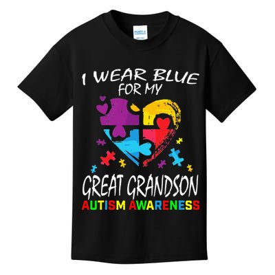 Grandma Blue For My Great Grandson Autism Support Kids T-Shirt