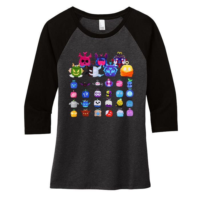 Game Blox Fruits Women's Tri-Blend 3/4-Sleeve Raglan Shirt