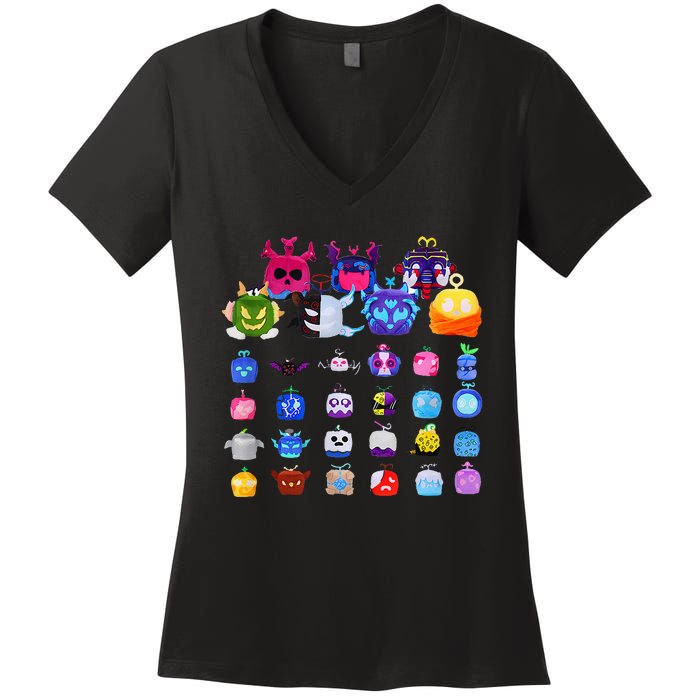 Game Blox Fruits Women's V-Neck T-Shirt