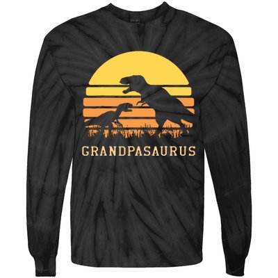 Grandpasaurus Best Grandpa Ever Grandparent Dino Lover Tie-Dye Long Sleeve Shirt