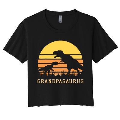 Grandpasaurus Best Grandpa Ever Grandparent Dino Lover Women's Crop Top Tee