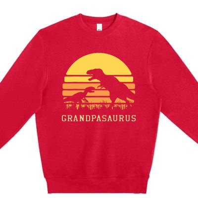 Grandpasaurus Best Grandpa Ever Grandparent Dino Lover Premium Crewneck Sweatshirt