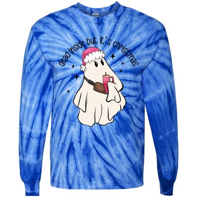 Groovy Boojee Ghost Dead Inside But Its Christmas Holiday Gift Tie-Dye Long Sleeve Shirt