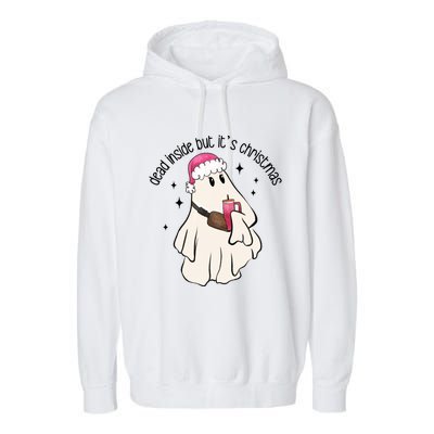 Groovy Boojee Ghost Dead Inside But Its Christmas Holiday Gift Garment-Dyed Fleece Hoodie