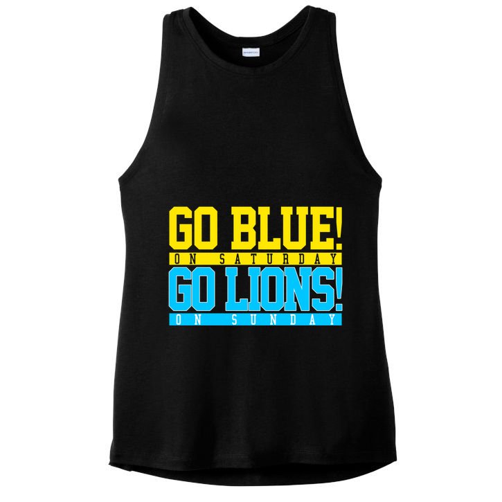 Go Blues Go Lions On Sunday Football Fan Ladies PosiCharge Tri-Blend Wicking Tank