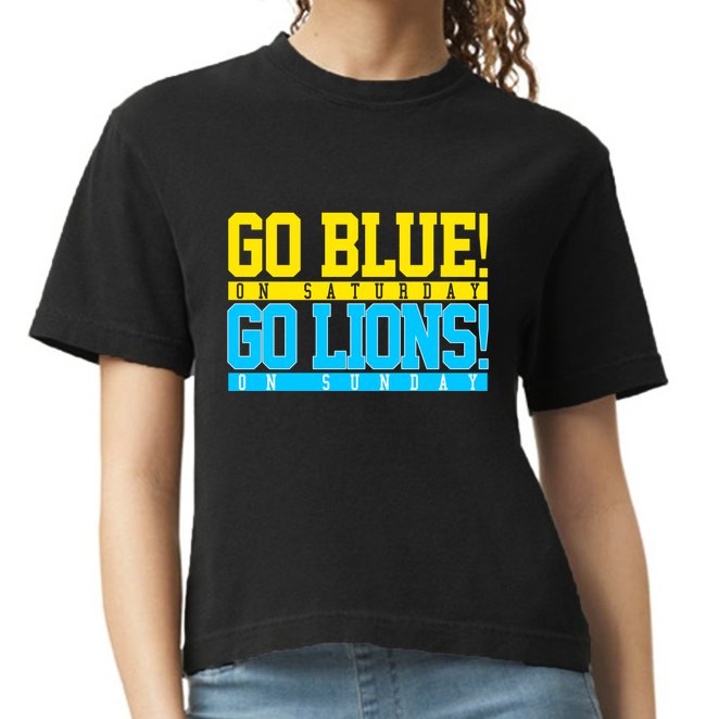 Go Blues Go Lions On Sunday Football Fan Comfort Colors Boxy T-Shirt