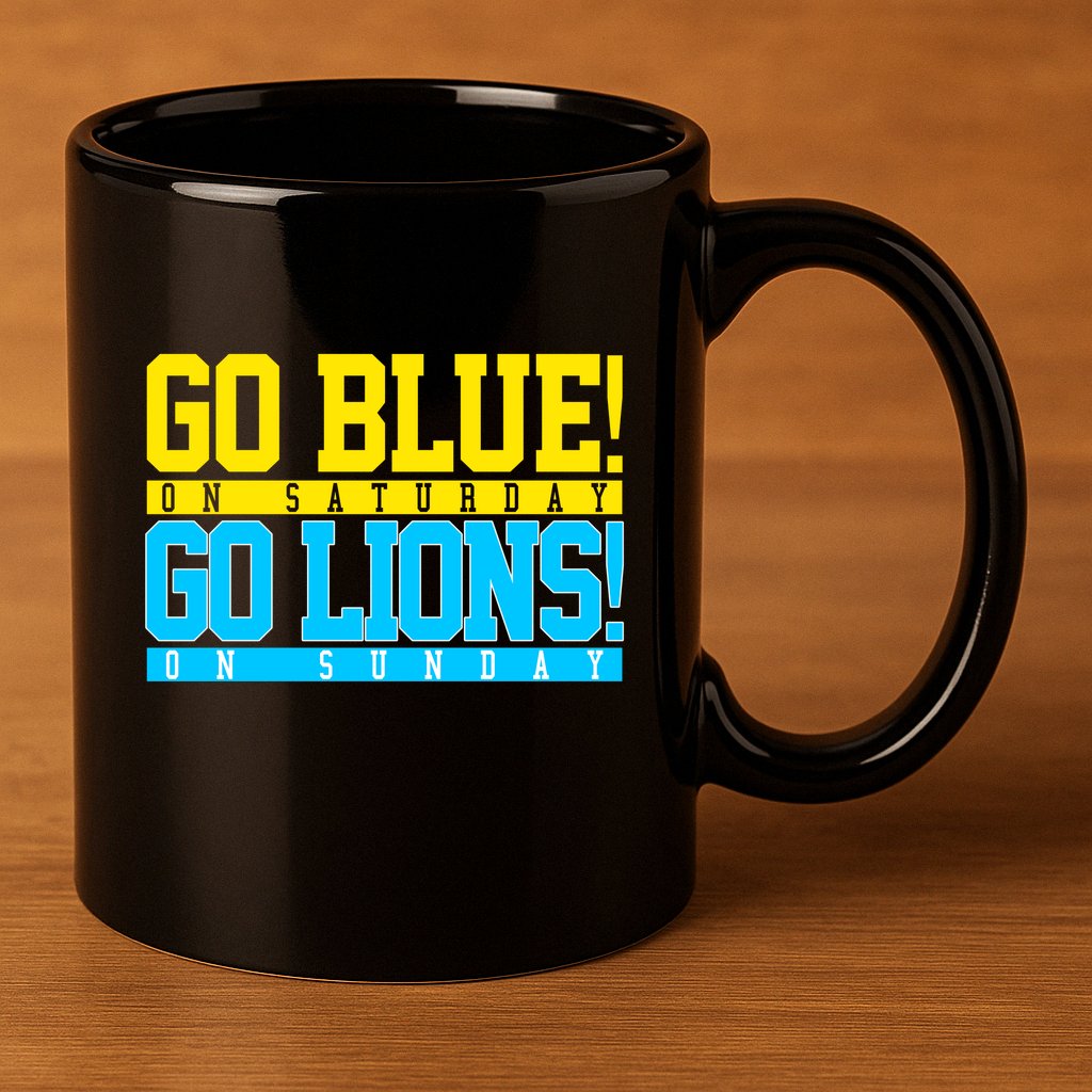 Go Blues Go Lions On Sunday Football Fan 11oz C Handle Ceramic Mug