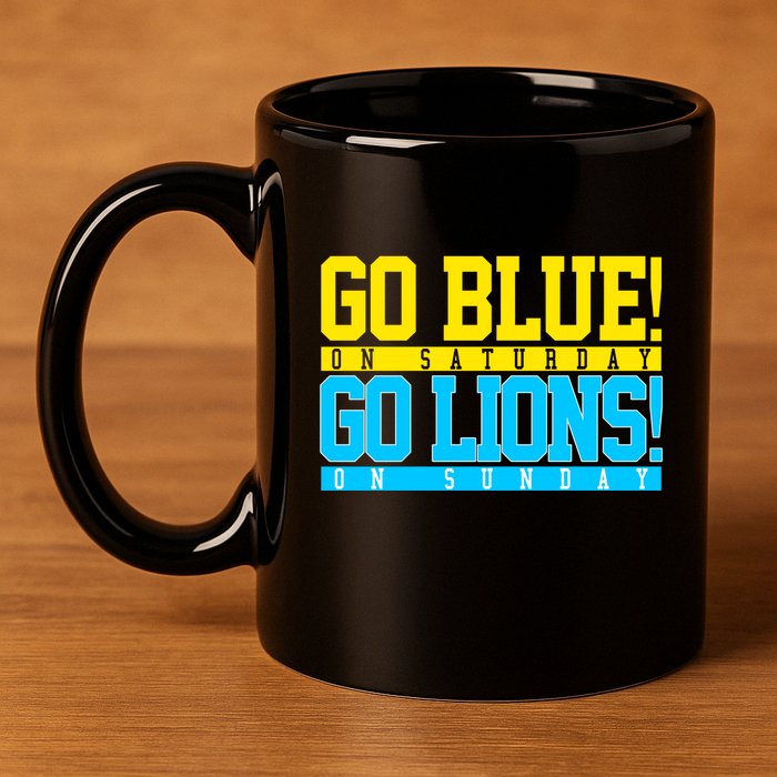 Go Blues Go Lions On Sunday Football Fan 11oz C Handle Ceramic Mug