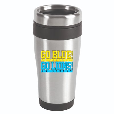 Go Blues Go Lions On Sunday Football Fan 16oz Travel Tumbler
