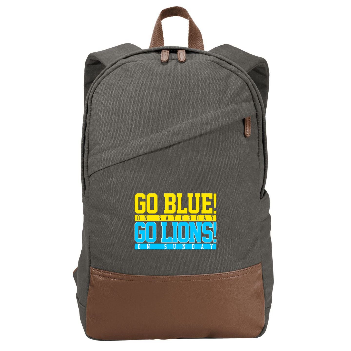 Go Blues Go Lions On Sunday Football Fan Cotton Canvas Backpack