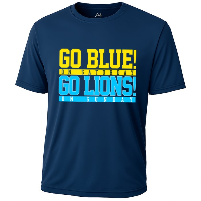 Go Blues Go Lions On Sunday Football Fan Cooling Performance Crew T-Shirt