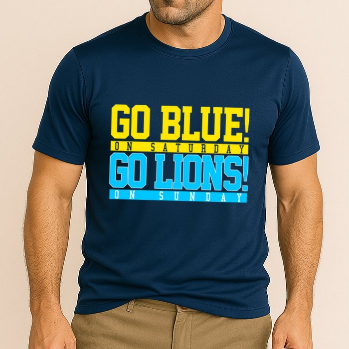 Go Blues Go Lions On Sunday Football Fan Cooling Performance Crew T-Shirt