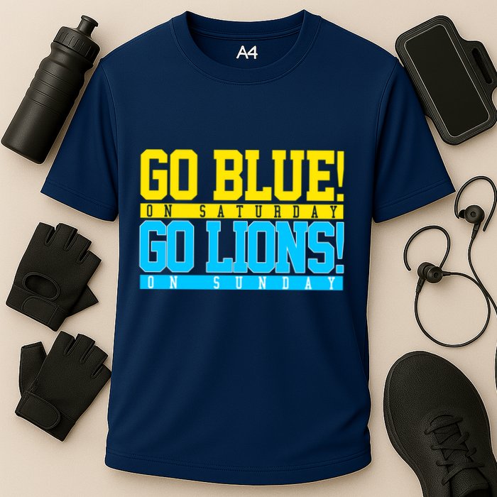 Go Blues Go Lions On Sunday Football Fan Cooling Performance Crew T-Shirt