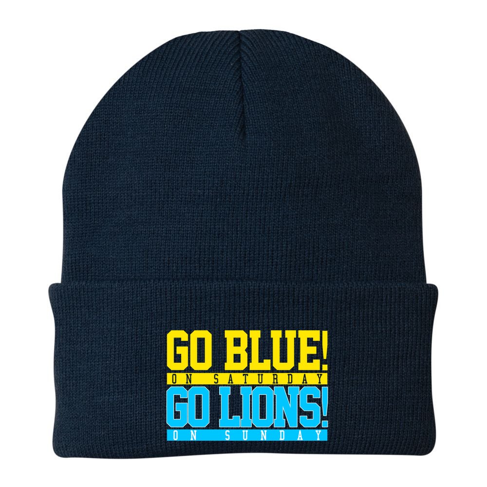 Go Blues Go Lions On Sunday Football Fan Beanie