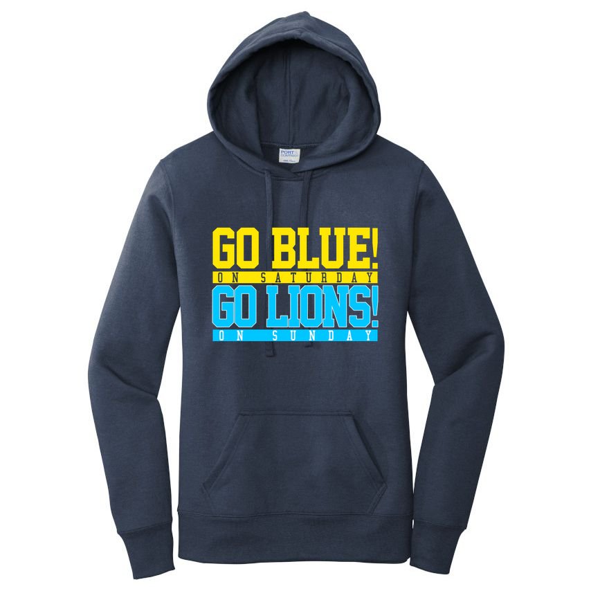 Go Blues Go Lions On Sunday Football Fan Women's Pullover Hoodie