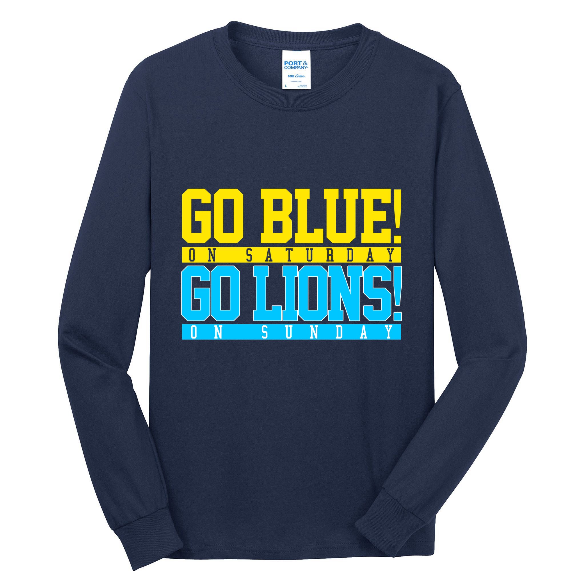 Go Blues Go Lions On Sunday Football Fan Tall Long Sleeve T-Shirt