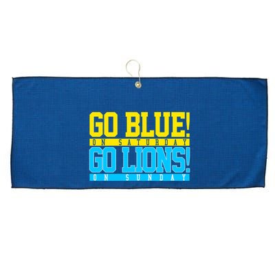 Go Blues Go Lions On Sunday Football Fan Large Microfiber Waffle Golf Towel