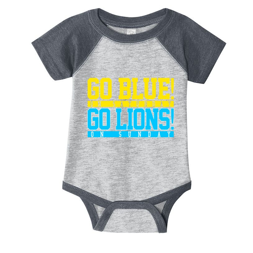 Go Blues Go Lions On Sunday Football Fan Infant Baby Jersey Bodysuit