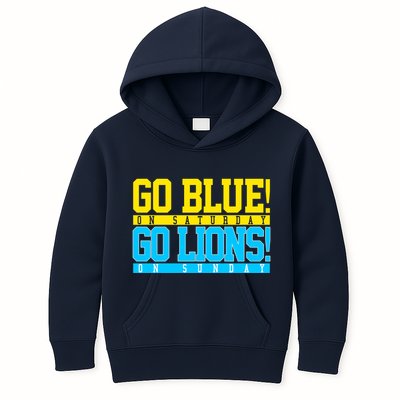 Go Blues Go Lions On Sunday Football Fan Kids Hoodie