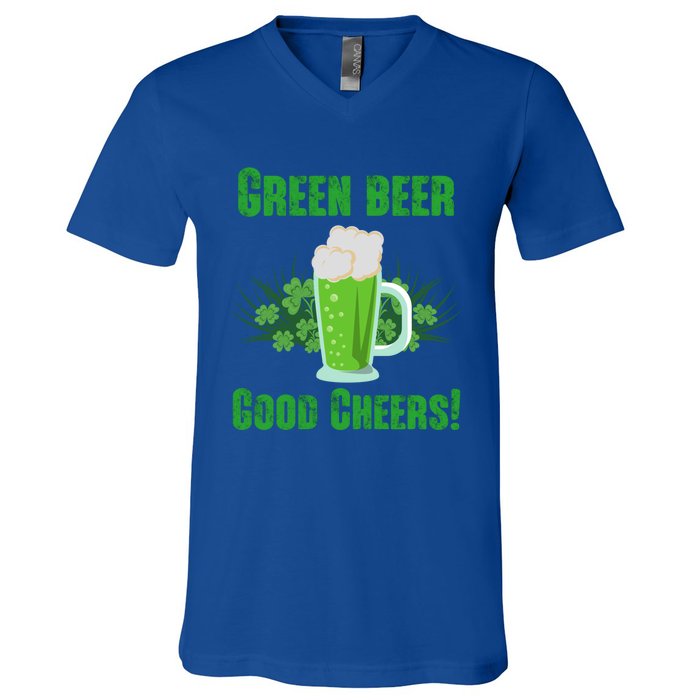 Green Beer Good Cheers Funny Gift St Patrick's Day Cute Gift V-Neck T-Shirt