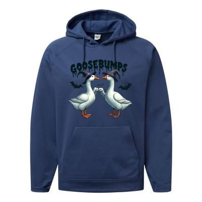 Goose Bumps Geese Fist Bumping Animal Pun Witch Halloween Performance Fleece Hoodie