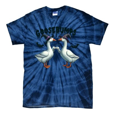 Goose Bumps Geese Fist Bumping Animal Pun Witch Halloween Tie-Dye T-Shirt