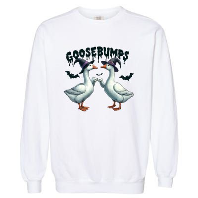 Goose Bumps Geese Fist Bumping Animal Pun Witch Halloween Garment-Dyed Sweatshirt