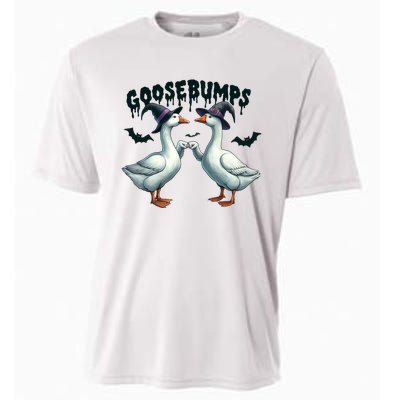 Goose Bumps Geese Fist Bumping Animal Pun Witch Halloween Cooling Performance Crew T-Shirt