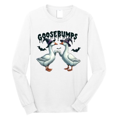 Goose Bumps Geese Fist Bumping Animal Pun Witch Halloween Long Sleeve Shirt