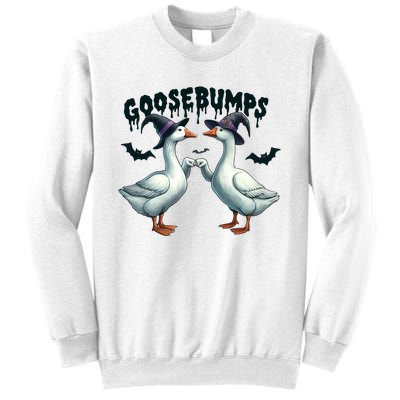 Goose Bumps Geese Fist Bumping Animal Pun Witch Halloween Sweatshirt