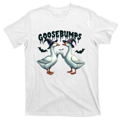 Goose Bumps Geese Fist Bumping Animal Pun Witch Halloween T-Shirt