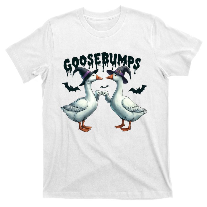 Goose Bumps Geese Fist Bumping Animal Pun Witch Halloween T-Shirt