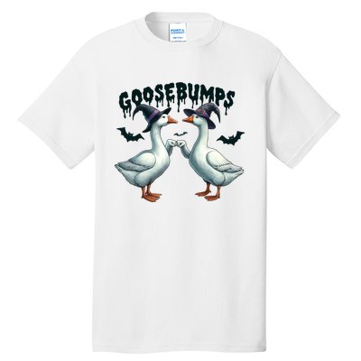 Goose Bumps Geese Fist Bumping Animal Pun Witch Halloween Tall T-Shirt