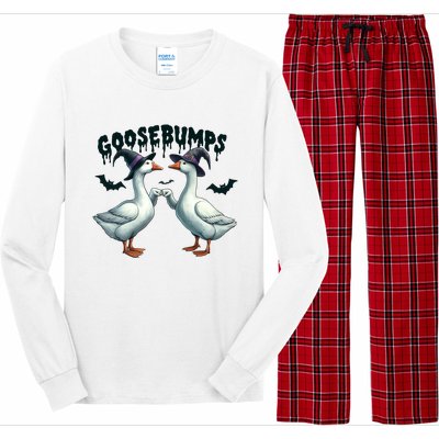 Goose Bumps Geese Fist Bumping Animal Pun Witch Halloween Long Sleeve Pajama Set