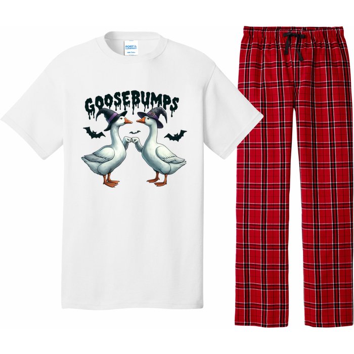 Goose Bumps Geese Fist Bumping Animal Pun Witch Halloween Pajama Set