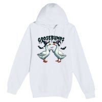 Goose Bumps Geese Fist Bumping Animal Pun Witch Halloween Premium Pullover Hoodie