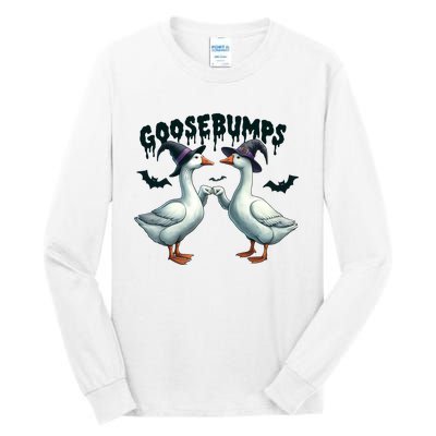 Goose Bumps Geese Fist Bumping Animal Pun Witch Halloween Tall Long Sleeve T-Shirt