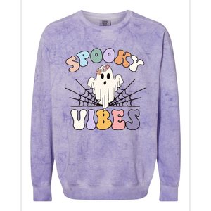 Groovy Boo Ghost Spooky Vibes Halloween Costumes Gift Colorblast Crewneck Sweatshirt